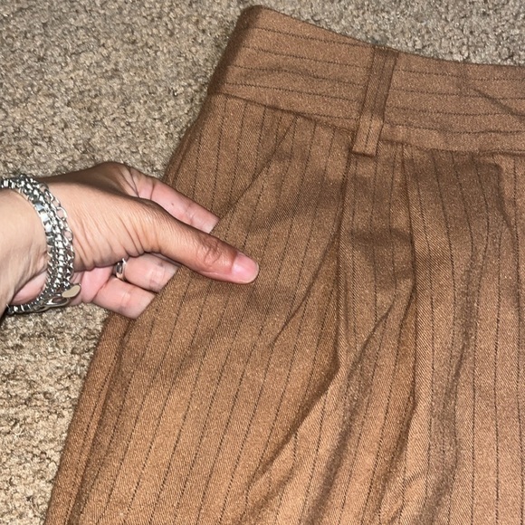 Favorite Daughter The Favorite High Rise Wide Leg Pants Camel Pinstripe 10 - Picture 8 of 12